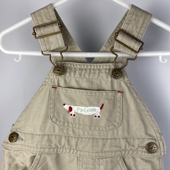 Souris Mini Khaki Carpenter Overalls Embroidered Dog 6 Months - Picture 4 of 7